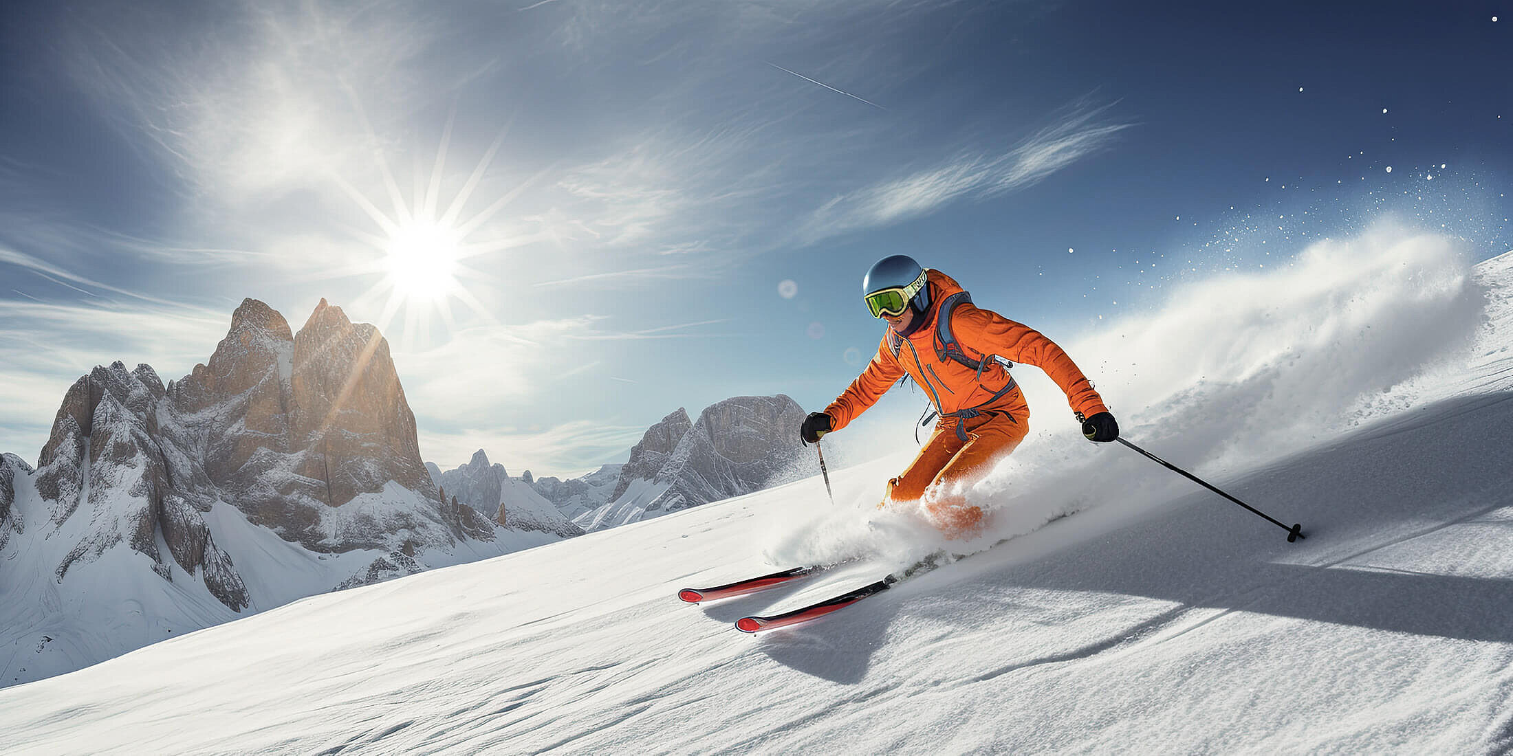 Ein Mensch beim Skifahren